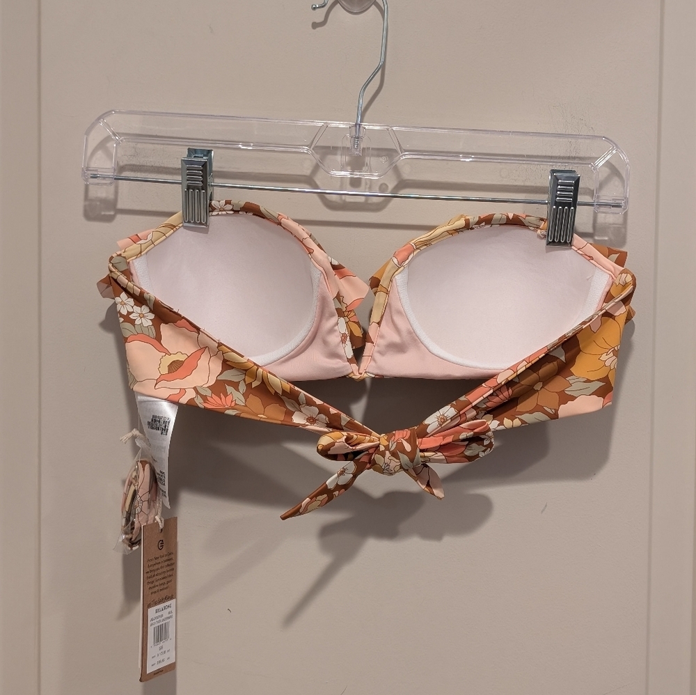 Billabong Floral Ruffle Bikini Top - Yellow and Orange Size Small - Picture 3 of 8